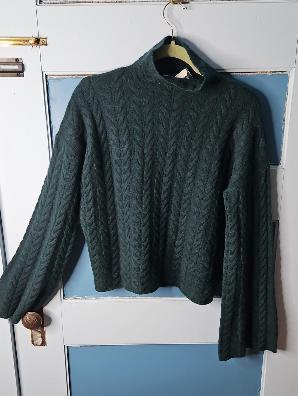 ANTONIO MELANI Chloe Cashmere Spruce Evergreen Cable Knit Sweater NWT Small - Picture 1 of 10